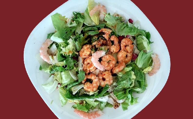 Langostinos con ensalada picante